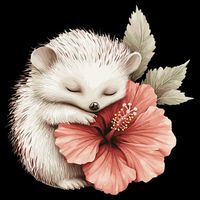 Cute Hedgehog Sleeping Hugging Flower Flexfit Unipanel Trucker Cap