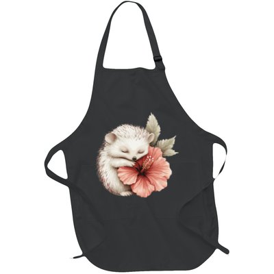 Cute Hedgehog Sleeping Hugging Flower Apron