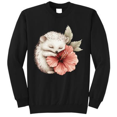 Cute Hedgehog Sleeping Hugging Flower Sweatshirt