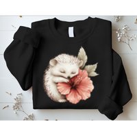 Cute Hedgehog Sleeping Hugging Flower Sweatshirt