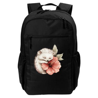 Cute Hedgehog Sleeping Hugging Flower Backpack