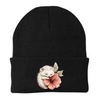 Cute Hedgehog Sleeping Hugging Flower Beanie
