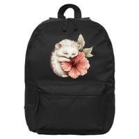 Cute Hedgehog Sleeping Hugging Flower 16 in Basic Backpack