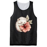 Cute Hedgehog Sleeping Hugging Flower Mesh Reversible Basketball Jersey Tank