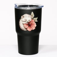 Cute Hedgehog Sleeping Hugging Flower Tumbler
