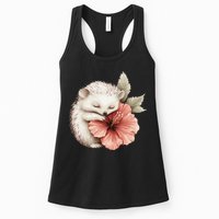 Cute Hedgehog Sleeping Hugging Flower Womens Tank Top