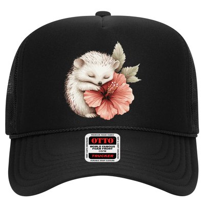 Cute Hedgehog Sleeping Hugging Flower Hat
