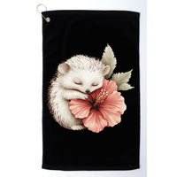Cute Hedgehog Sleeping Hugging Flower Golf Towel