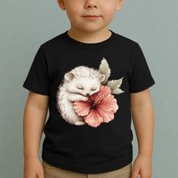 Cute Hedgehog Sleeping Hugging Flower Toddler T-Shirt