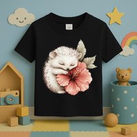 Cute Hedgehog Sleeping Hugging Flower Toddler T-Shirt