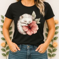Cute Hedgehog Sleeping Hugging Flower Womens T-Shirt