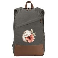 Cute Hedgehog Sleeping Hugging Flower Cotton Canvas Backpack