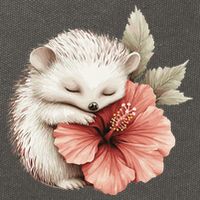 Cute Hedgehog Sleeping Hugging Flower Cotton Canvas Backpack