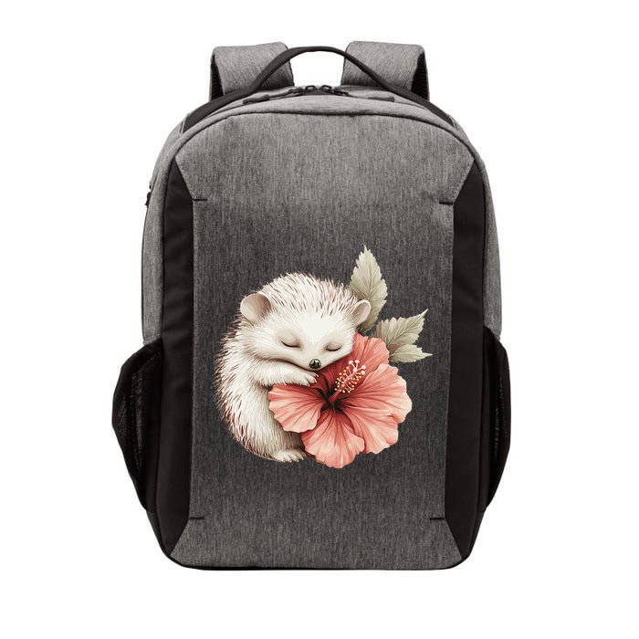 Cute Hedgehog Sleeping Hugging Flower Vector Backpack
