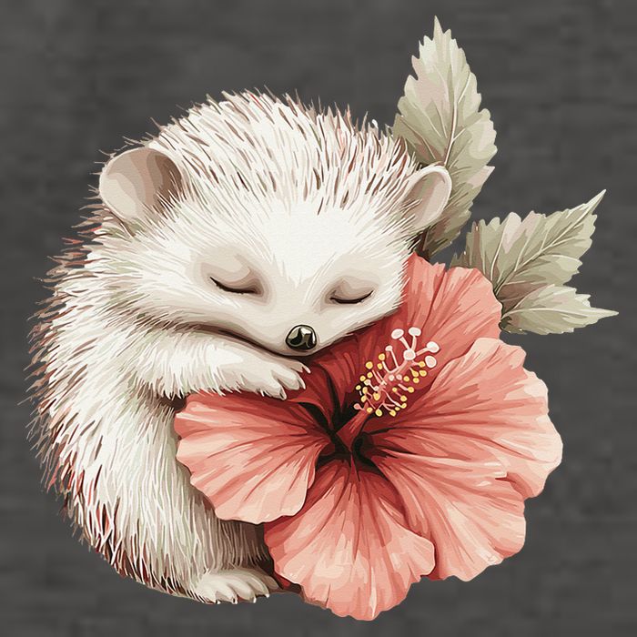 Cute Hedgehog Sleeping Hugging Flower Vector Backpack