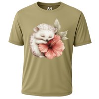 Cute Hedgehog Sleeping Hugging Flower Cooling Performance Crew T-Shirt