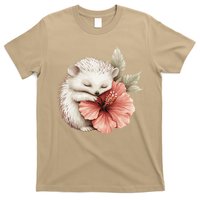 Cute Hedgehog Sleeping Hugging Flower T-Shirt