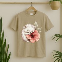 Cute Hedgehog Sleeping Hugging Flower T-Shirt