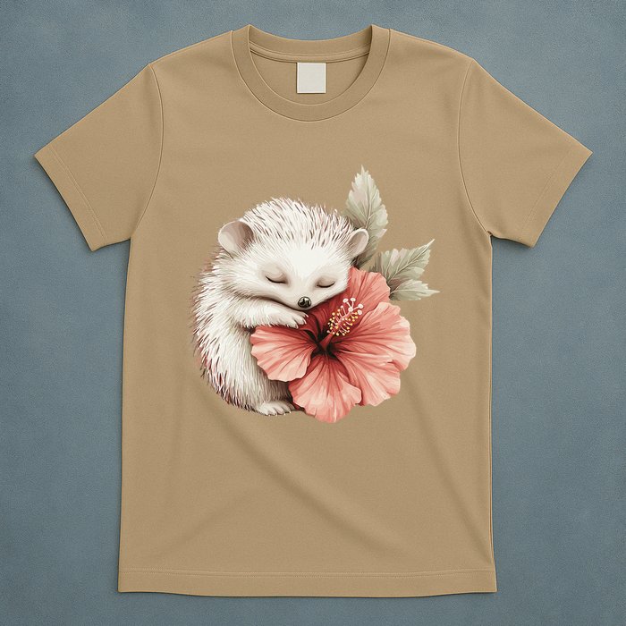 Cute Hedgehog Sleeping Hugging Flower T-Shirt