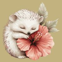 Cute Hedgehog Sleeping Hugging Flower T-Shirt
