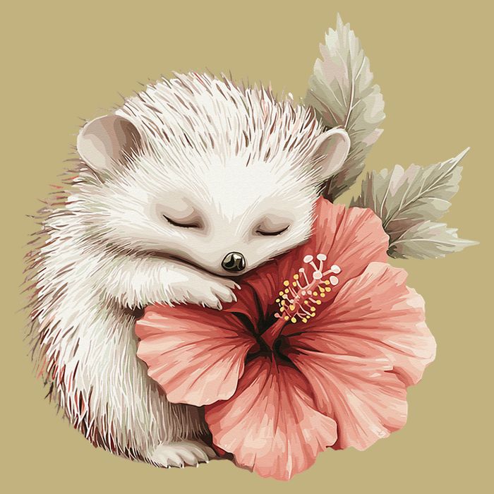 Cute Hedgehog Sleeping Hugging Flower T-Shirt