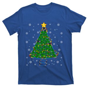 Christmas Hockey Sports Lover Xmas Tree Lights Pajama Funny Gift T-Shirt