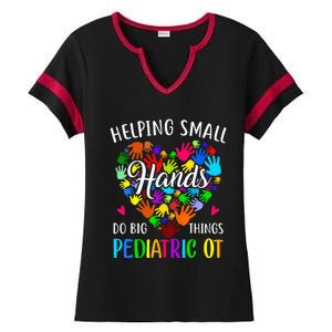 Cute Helping Small Hands OT Pediatric Occupational Therapy Ladies Halftime Notch Neck Tee