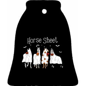 Cute Horse Sheet Spooky Season Ghost Horse Halloween Costume Ceramic Bell Ornament