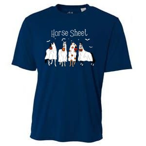 Cute Horse Sheet Spooky Season Ghost Horse Halloween Costume Cooling Performance Crew T-Shirt