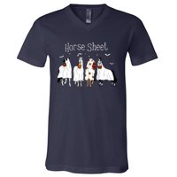 Cute Horse Sheet Spooky Season Ghost Horse Halloween Costume V-Neck T-Shirt