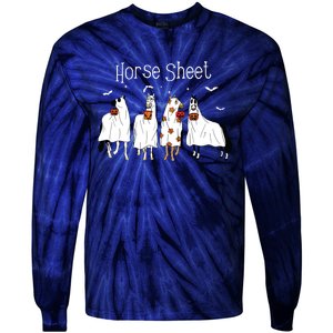 Cute Horse Sheet Spooky Season Ghost Horse Halloween Costume Tie-Dye Long Sleeve Shirt