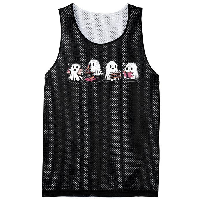 Cute Halloween Science Chemistry Ghost Laboratory Teacher Mesh Reversible Basketball Jersey Tank