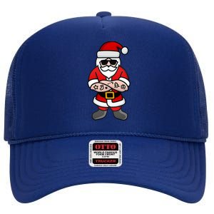 Cool Hipster Santa Claus Tattoo Christmas Hard Rock Cute Gift High Crown Mesh Back Trucker Hat