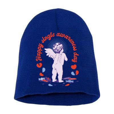 Cool Happy Single Awareness Day Funny Gift Short Acrylic Beanie