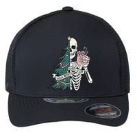 Christmas Horror Skeleton Sorta Merry Scary Dark Humor Flexfit Unipanel Trucker Cap