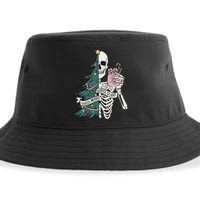 Christmas Horror Skeleton Sorta Merry Scary Dark Humor Sustainable Bucket Hat