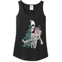 Christmas Horror Skeleton Sorta Merry Scary Dark Humor Ladies Essential Tank