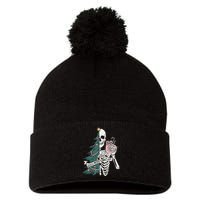 Christmas Horror Skeleton Sorta Merry Scary Dark Humor Pom Pom 12in Knit Beanie