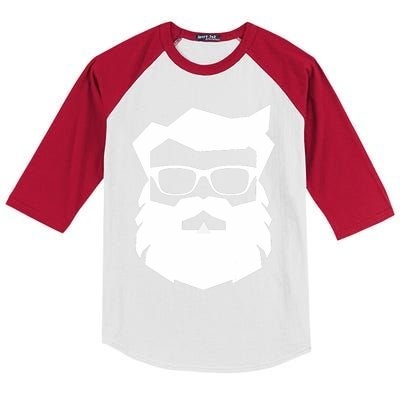 Cool & Hip Santa Claus Hipster Coolest Sunglasses Kids Colorblock Raglan Jersey