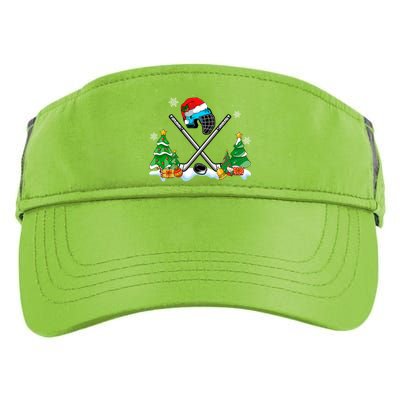 Cool Hockey Santa Hat Christmas Tree Hockey Lover Cute Gift Adult Drive Performance Visor