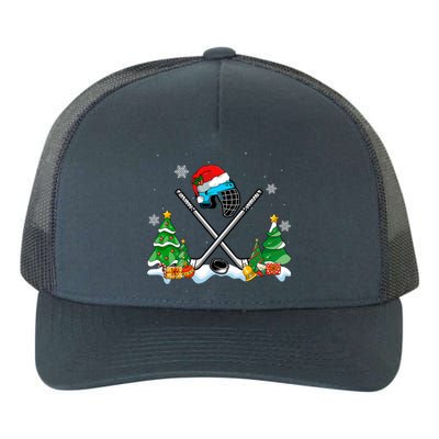 Cool Hockey Santa Hat Christmas Tree Hockey Lover Cute Gift Yupoong Adult 5-Panel Trucker Hat