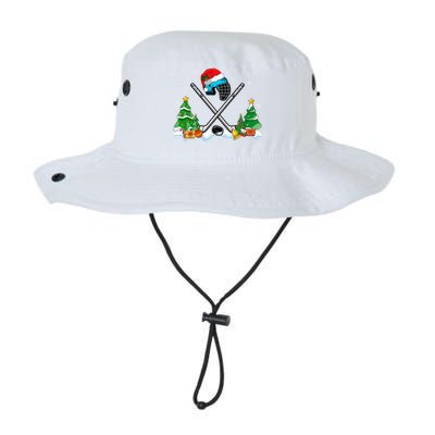 Cool Hockey Santa Hat Christmas Tree Hockey Lover Cute Gift Legacy Cool Fit Booney Bucket Hat