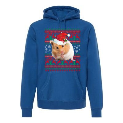 Cute Hamster Santa Hat Ugly Sweater Christmas Pajama Family Gift Premium Hoodie