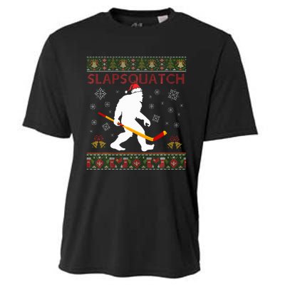 Christmas Hockey Sasquatch Slapsquatch Bigfoot Cooling Performance Crew T-Shirt