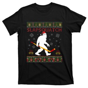 Christmas Hockey Sasquatch Slapsquatch Bigfoot T-Shirt