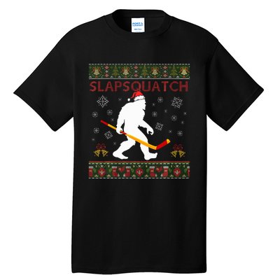 Christmas Hockey Sasquatch Slapsquatch Bigfoot Tall T-Shirt