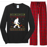 Christmas Hockey Sasquatch Slapsquatch Bigfoot Long Sleeve Pajama Set