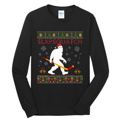 Christmas Hockey Sasquatch Slapsquatch Bigfoot Tall Long Sleeve T-Shirt