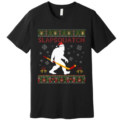 Christmas Hockey Sasquatch Slapsquatch Bigfoot Premium T-Shirt