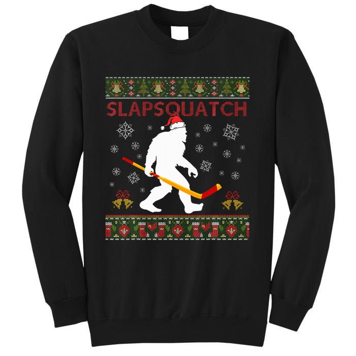 Christmas Hockey Sasquatch Slapsquatch Bigfoot Tall Sweatshirt